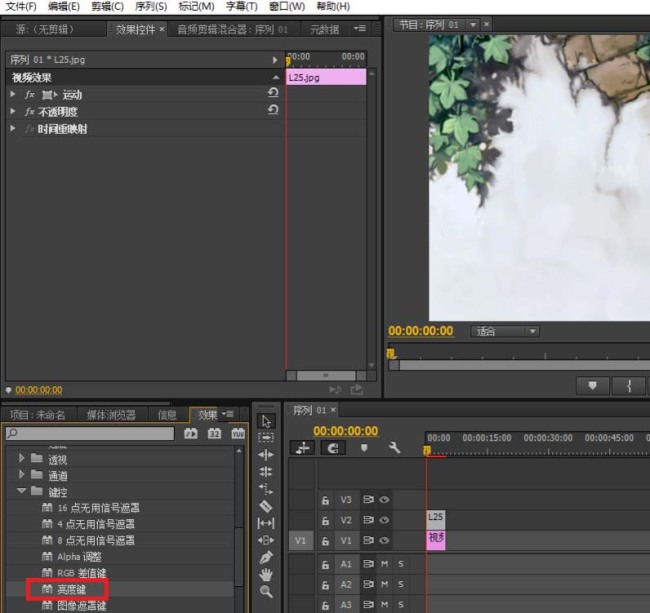 premiere怎么使用亮度键抠图