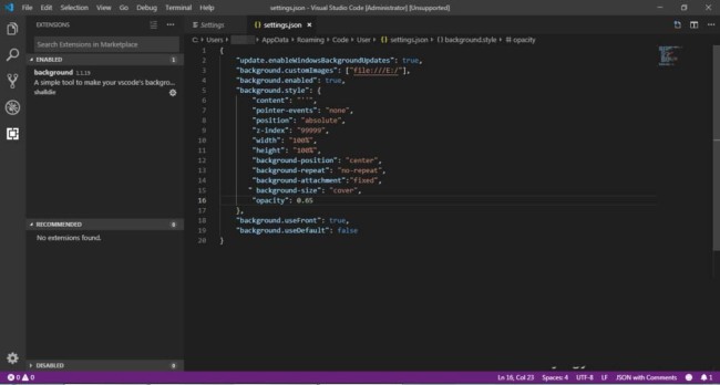 vscode怎么设置背景图片