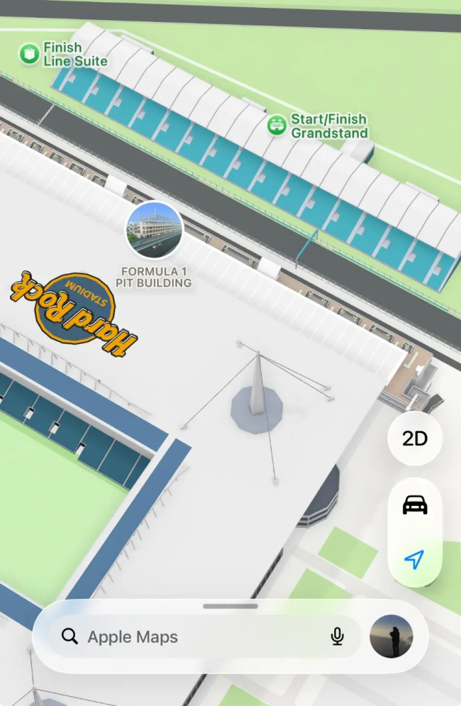 苹果地图 3D 化 F1 迈阿密站：精细还原赛道地标、集成丰富导航信息