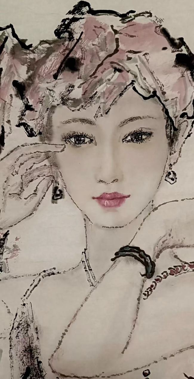 薛林兴作品《想你》：卢浮宫级“新仕女”把现代美人画成东方美神