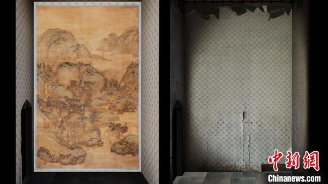 现代科技助力古书画修复 精修巨幅山水图贴落