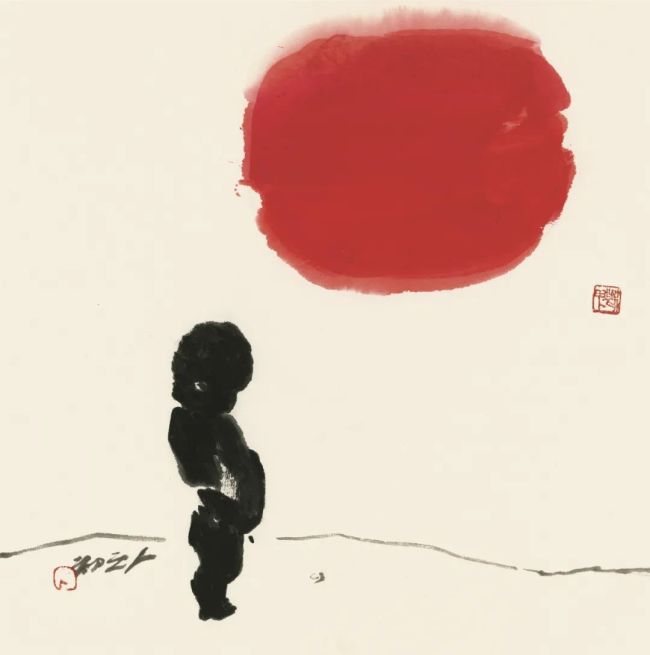 贾浩义 《人之初》68×68cm 纸本设色 1987年 北京画院藏