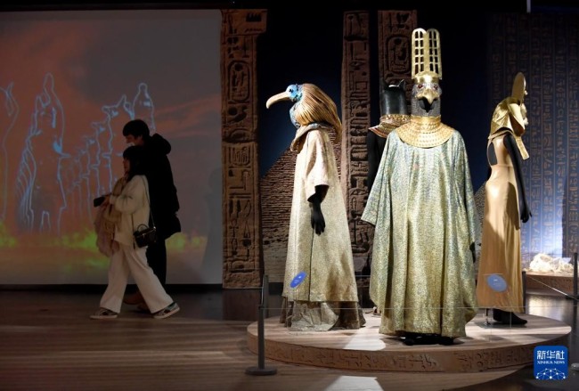 12月22日，观众在观看《古典也时尚——第三届国家大剧院舞台服装展》。