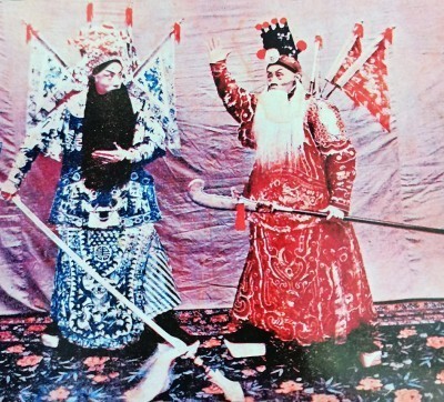 谭鑫培（右）与杨小楼在中和园演出《阳平关》剧照历史图片