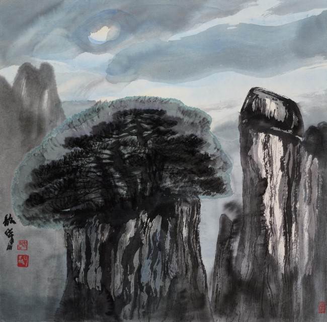 《谷静松响半月悬》104.5cm x 105.5cm