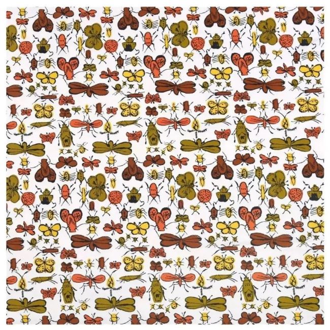 《昆虫日快乐》，安迪·沃霍尔，艺术丝网印花纯棉时装面料，1950年代中期