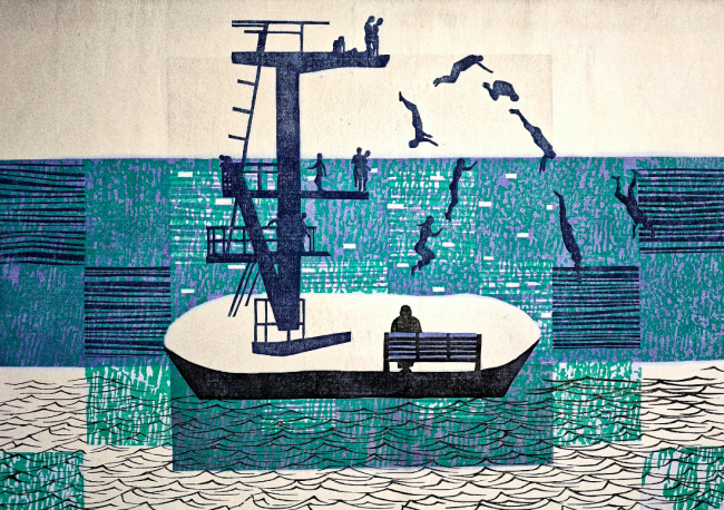 王冰 《绿色维度I》 水印木刻 70x50cm  2024年