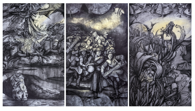 周婷 《云是天上的云-瑶歌唱响》铜版画 50x90cm 2023年