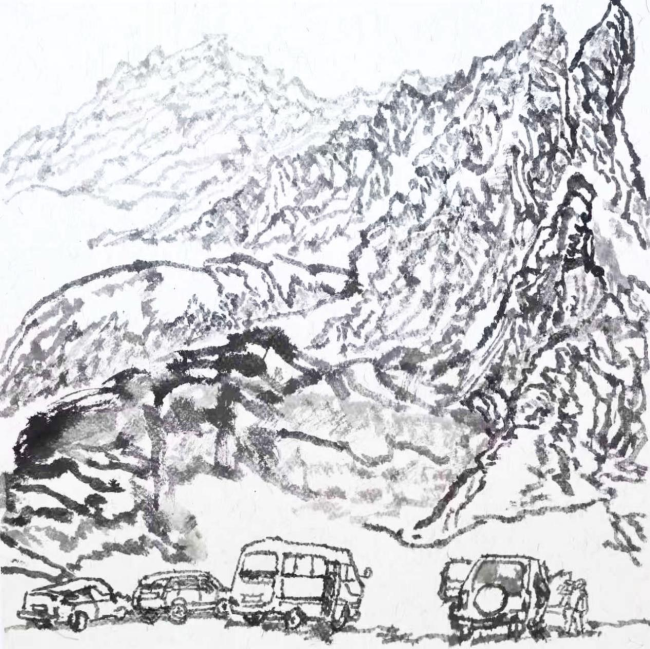 马海方  贺兰山写生（之五）  48×48CM  2025年9月
