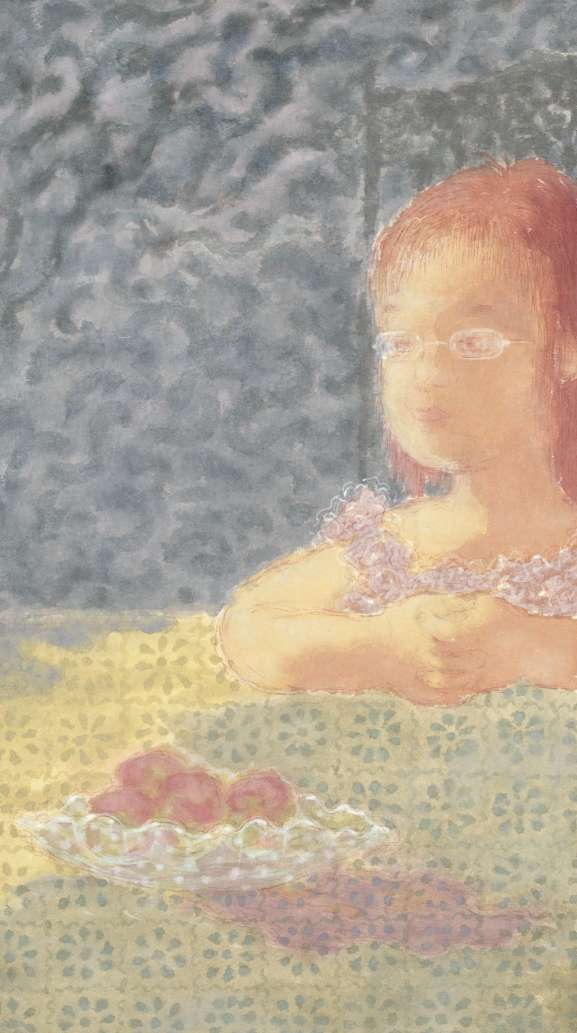 《待》 纸本设色 54.5×30.8cm 韦红燕 2010年