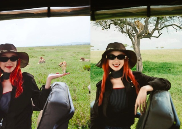 甜妹变酷姐！毛晓彤去了坦桑尼亚看狮子 