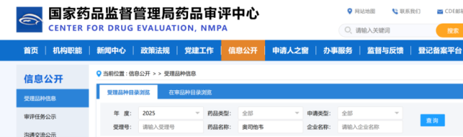 截图来源:国家药监局药审中心官网