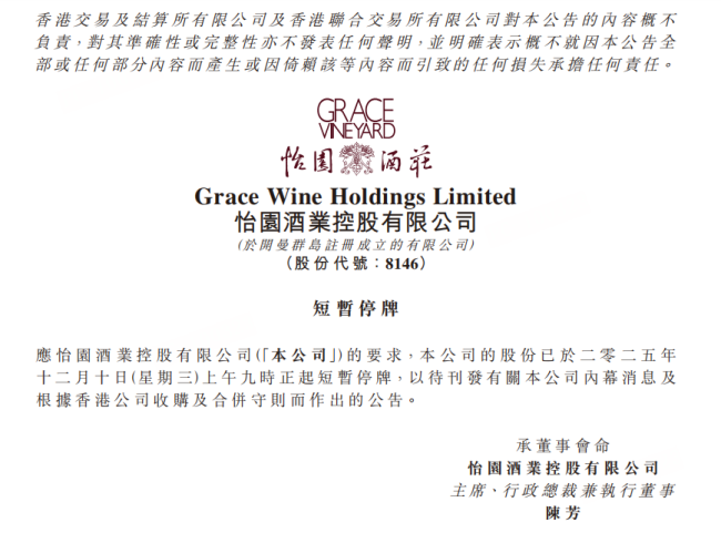 怡园酒业停牌悬念:营收增长42%为何难阻股价探底