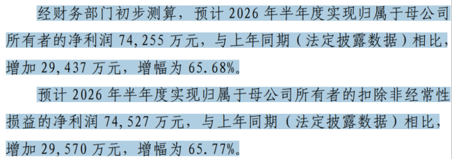 （来源：公司2026半年度预告）