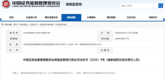 南新制药年报造假落地：虚增利润157%、罚没1100万元，主业溃败下的“被动粉饰”