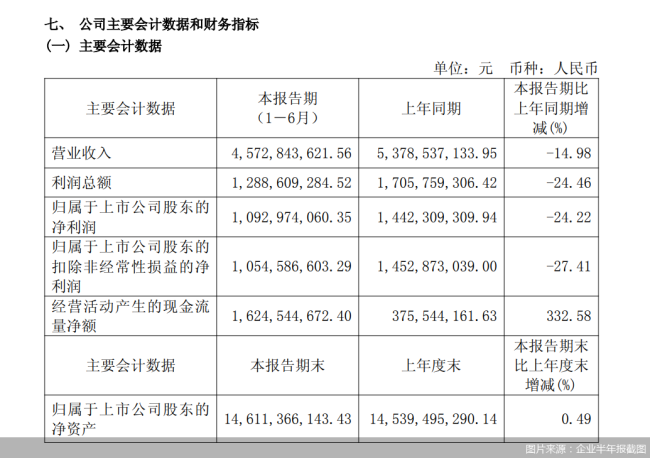 图片来源：企业半年报截图