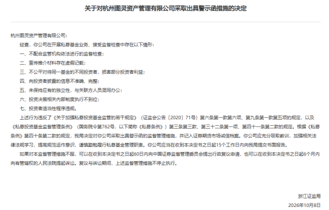 明星投资人王晓妍及百亿私募杭州图灵收警示函，存在不公平对待投资者等多项违规