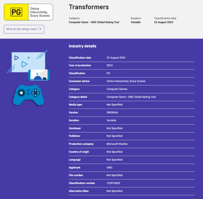 兩款《變形金剛》遊戲在澳大利亞通過評級 均來自微軟工作室