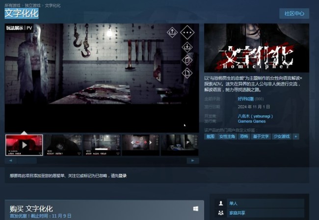 《文字化化》游戏Steam价格介绍