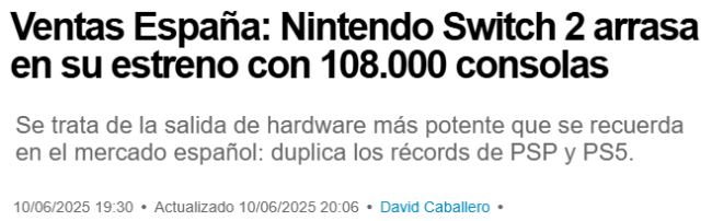 Switch 2西班牙首周销量突破10万 主机销售历史新纪录