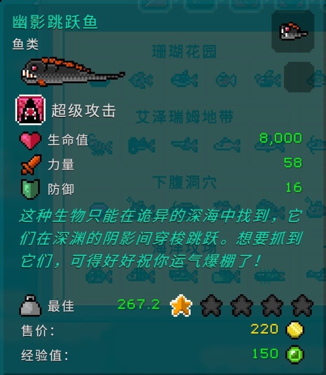 《钓鱼哥的奇妙冒险》各区域鱼类属性介绍