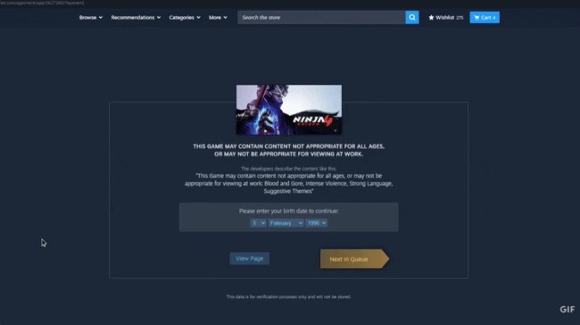 玩家吐槽Steam离谱机制 暴力内容要认证色情内容却不要