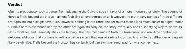 《英雄传说：界之轨迹》M站86分：战斗系统出色 故事无可挑剔