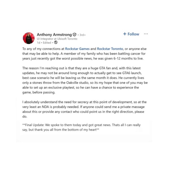 R星暖心！让国外绝症粉丝提前玩到了《GTA6》