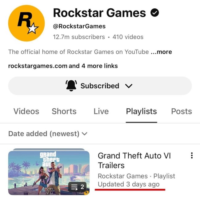 《GTA6》官方频道显异象 第三支预告要出了？