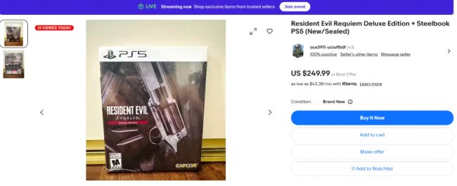 黄牛将《生化危机9》铁盒版价格炒上天！最高250美元