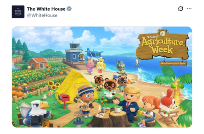 白宫继续擅自滥用《动森》制作梗图引热议 任天堂暂未回应