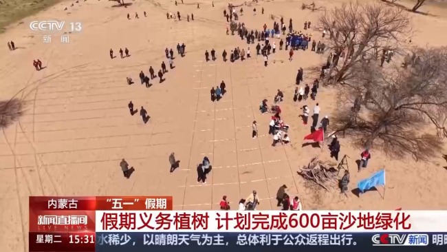 计划完成600亩！“五一”假期他们来浑善达克沙地义务植树 图1