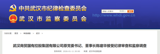 武汉商贸国有控股集团有限公司原党委书记、董事长陈建华被查