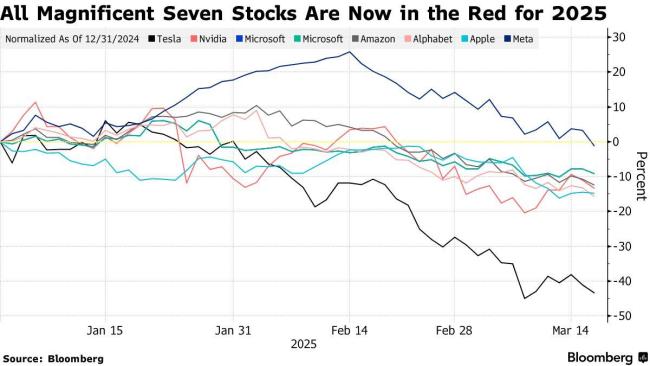 全軍覆沒！“美股七巨頭”最后的遮羞布也跌沒了 科技股光環(huán)不再