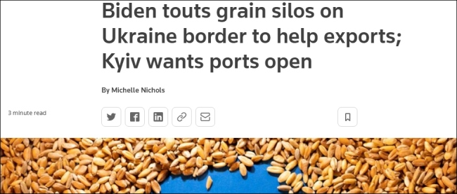 拜登：美国准备帮助乌克兰在边境建粮仓