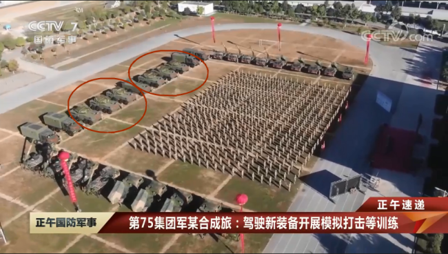 图片说明：最起码6辆“625”高炮列阵演训场