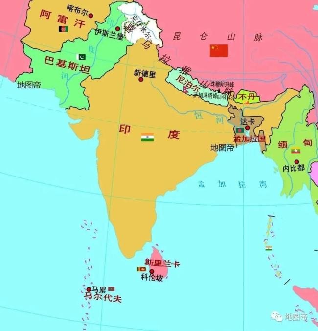 中国与印度交界地图图片