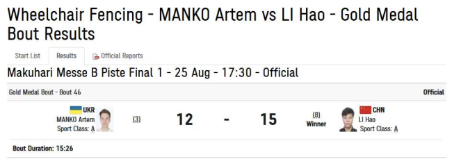 李豪夺中国代表团残奥会首金 驻日大使发贺信