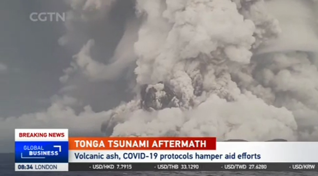 汤加到处都是火山灰 中国公司食品和水够用3个月
