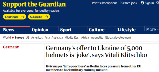 德国向乌克兰提供5000顶头盔 却被嫌弃了