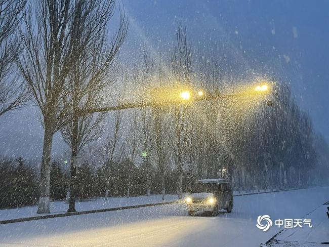 北京迎虎年首场降雪 看雪中的冰墩墩雪容融