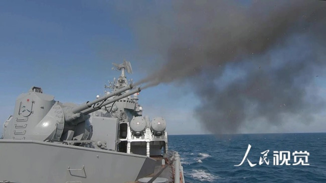 当地时间2022年2月18日，克里米亚地区黑海海岸，俄黑海舰队“莫斯科”号导弹巡洋舰。