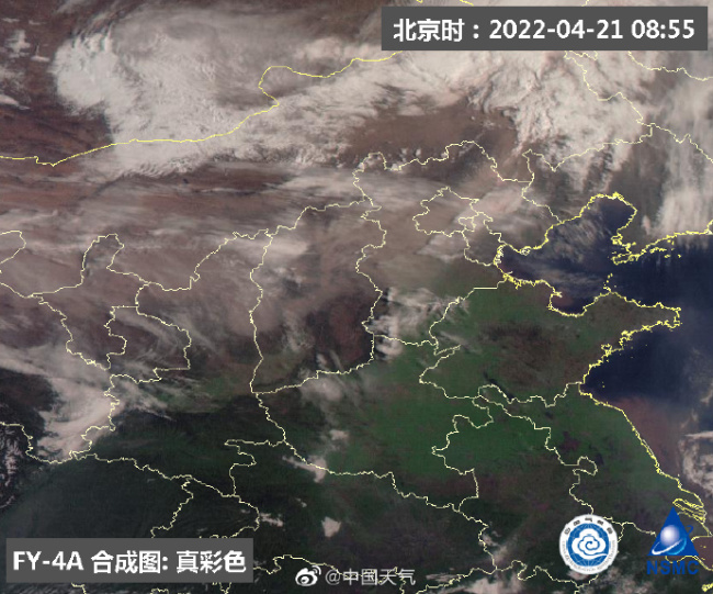 沙尘已抵达华北，北京高空区域开始泛黄