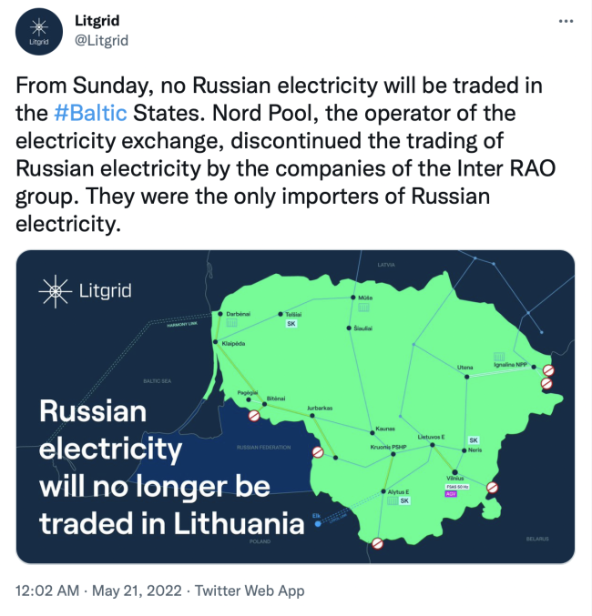 立陶宛成首个与俄能源彻底切割的欧盟国