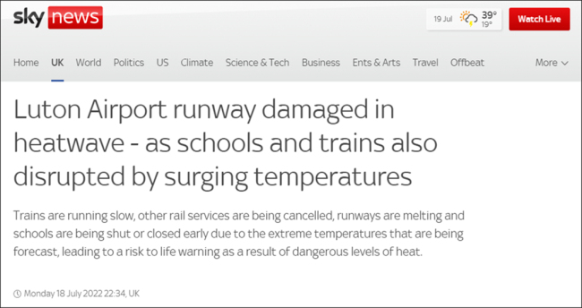 高温来袭，英国机场的跑道被热“融化”了