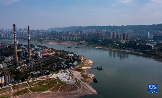 8月16日拍摄的长江重庆段李家沱水域（无人机照片）。