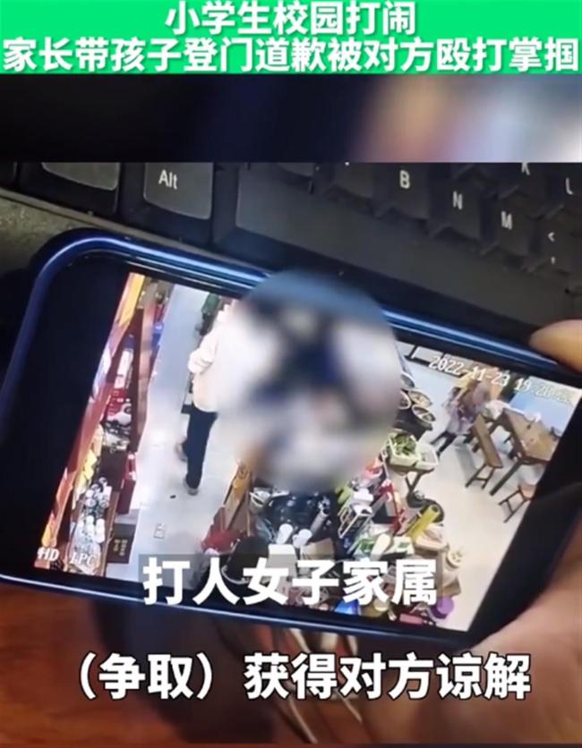 小学生打闹，妈妈带孩子登门道歉被掌掴，随后双方互相推搡殴打