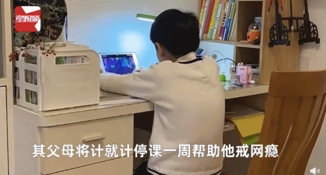 8岁男孩休学专打游戏第6天回归网课：补齐作业