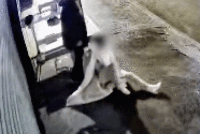 过路男女突然猛砸卷帘门