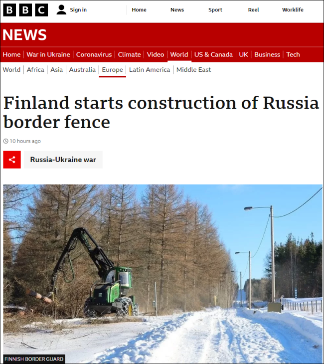 芬兰在俄芬边境加修围栏 整体预计将于今年6月底完成 